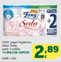 HiperDino FOXY papel higiênico Maxi Seda, pack 4 rollos oferta