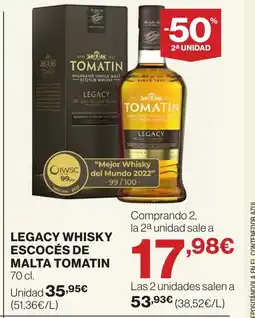 Supercor Legacy whisky escocés de malta tomatin oferta