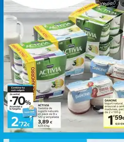 Caprabo ACTIVIA Gamma de iogurts naturals en pack oferta