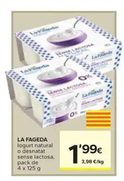 Caprabo LA FAGEDA logurt natural o desnatat sense lactosa oferta
