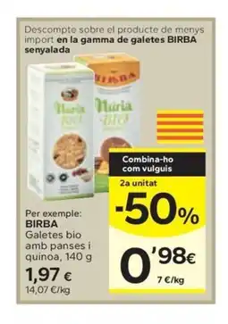 Caprabo BIRBA Galetes bio amb panses i quinoa oferta