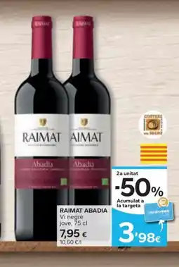 Caprabo RAIMAT ABADIA Vi negre jove oferta