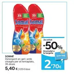 Caprabo SOMAT Detergent en gel i amb vinagre per al rentaplats, 35 dosis oferta