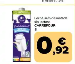 Supeco CARREFOUR Leche semidesnatada sin lactosa oferta