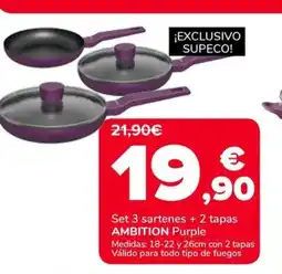Supeco AMBITION Set 3 sartenes + 2 tapas oferta