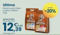 Clarel Última - perros junior pollo y arroz o senior oferta