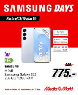 MediaMarkt SAMSUNG Móvil Galaxy S25 256 GB, 12GB RAM oferta