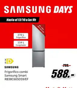 MediaMarkt SAMSUNG Frigorífico combi Samsung Smart RB38C605DS9/EF oferta