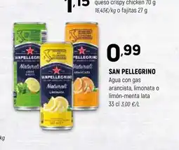 Coviran SAN PELLEGRINO Agua con gas aranciata, limonata o limón-menta lata oferta