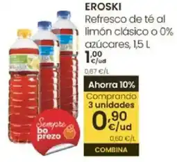 Eroski EROSKI Refresco de té al limón clásico o 0% azúcares oferta