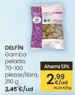 Eroski DELFÍN Gamba pelada, 70-100 piezas/libra oferta