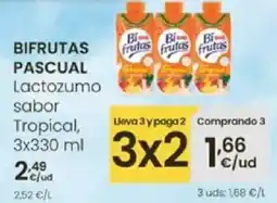 Eroski PASCUAL Bifrutas lactozumo sabor tropical, oferta