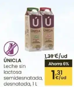 Eroski ÚNICLA Leche sin lactosa semidesnatada, desnatada oferta