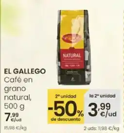 Eroski EL GALLEGO Café en grano natural, oferta