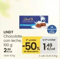 Eroski LINDT Chocolate con leche oferta