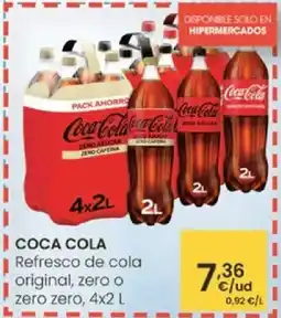 Eroski COCA COLA Refresco de cola original, zero o zero zero oferta