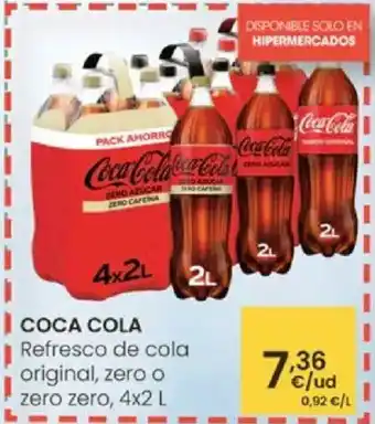 Eroski COCA COLA Refresco de cola original, zero o zero zero oferta