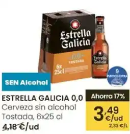 Eroski ESTRELLA GALICIA 0,0 Cerveza sin alcohol Tostada oferta