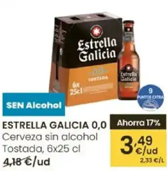 Eroski ESTRELLA GALICIA 0,0 Cerveza sin alcohol Tostada oferta