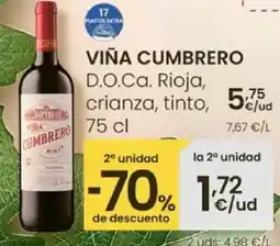 Eroski VIÑA CUMBRERO D.O.Ca. Rioja, crianza, tinto oferta