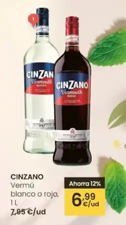 Eroski CINZANO Vermú blanco o rojo, oferta