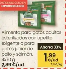 Eroski Alimento para gatos adultos esterilizados con apetito exigente o para gatos junior de pollo y salmon oferta