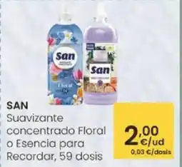 Eroski SAN Suavizante concentrado Floral o Esencia para Recordar, 59 dosis oferta