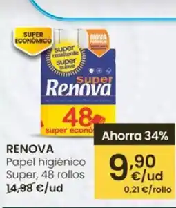 Eroski RENOVA Papel higiénico Super, 48 rollos oferta