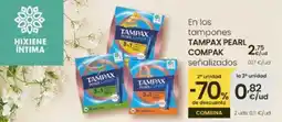 Eroski TAMPAX Pearl Compak en los tampones señalizados oferta