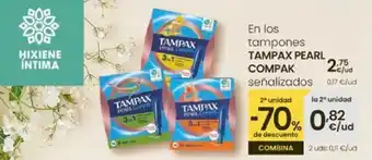 Eroski TAMPAX Pearl Compak en los tampones señalizados oferta