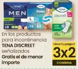 Eroski TENA Discreet en los productos para incontinencia señalizados oferta