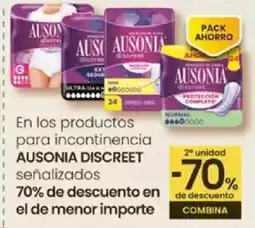 Eroski AUSONIA Discreet en los productos para incontinencia señalizados oferta