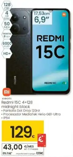 Eroski REDMI 15C 4+128 midnight black oferta