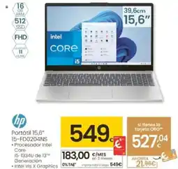 Eroski HP Portátil 15,6" 15-FD0204NS oferta