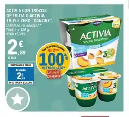 E.Leclerc DANONE Activia con trozos de fruta o activia triple zero oferta