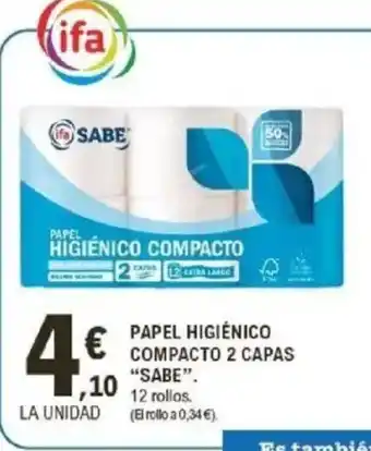 E.Leclerc SABE Papel higiénico compacto 2 capas oferta