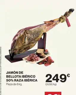 Hipercor Jamón de bellota ibérico 50% raza ibérica oferta