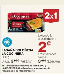 Hipercor LA COCINERA Lasaña boloñesa oferta