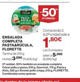 El Corte Inglés FLORETTE Ensalada completa pasta&rúcula oferta