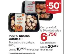 El Corte Inglés COCIMAR Pulpo cocido oferta