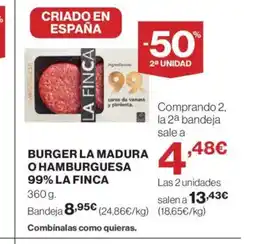El Corte Inglés LA FINCA Burger la madura o hamburguesa 99% oferta