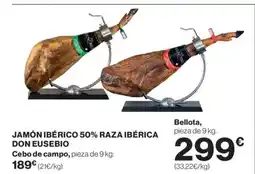 El Corte Inglés Jamón ibérico 50% raza ibérica don eusebio oferta