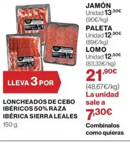 El Corte Inglés Jamón paleta lomo oferta