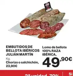 El Corte Inglés Embutidos de bellota ibéricos 100% raza julián martín oferta