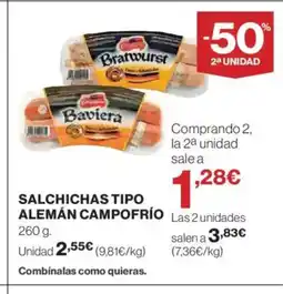 El Corte Inglés CAMPOFRÍO Salchichas tipo alemán oferta