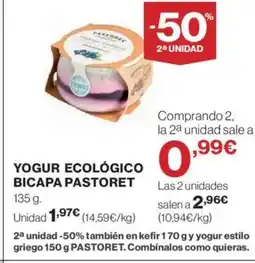 El Corte Inglés PASTORET Yogur ecológico bicapa oferta