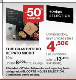 El Corte Inglés Foie gras entero de pato micuit oferta