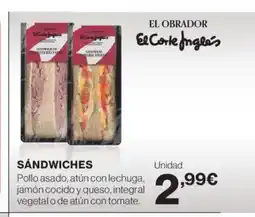 El Corte Inglés Sandwiches oferta