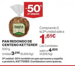 El Corte Inglés Pan redondo de centeno ketterer oferta