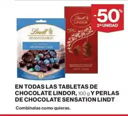 El Corte Inglés LINDT En todas las tabletas de chocolate lindor y perlas de chocolate sensation oferta